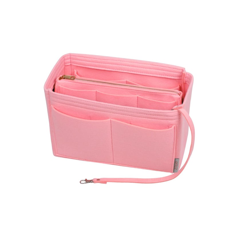 ZTUJO Purse Organizer Insert, Felt Bag Organizer with Metal Zipper, Handbag & Tote Shaper, For Speedy Neverfull Tote, 7 Sizes(Large, Light Pink) - Image 1